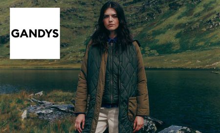 Model posing with Gandy's designer wear 