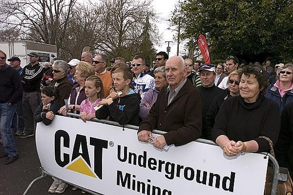 A large crowd was on hand for the presentations after the final stage to the CAT Tour of Tasmania in Westbury.