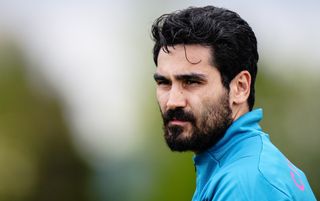 Manchester City midfielder Ilkay Gundogan in training