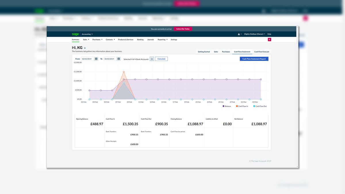 A screenshot of the Sage accounting software interface