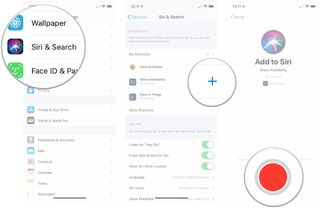 Tap Siri & Search, tap +, tap record button
