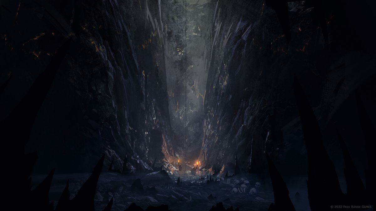 Concept art for Return to Moria showing caverns