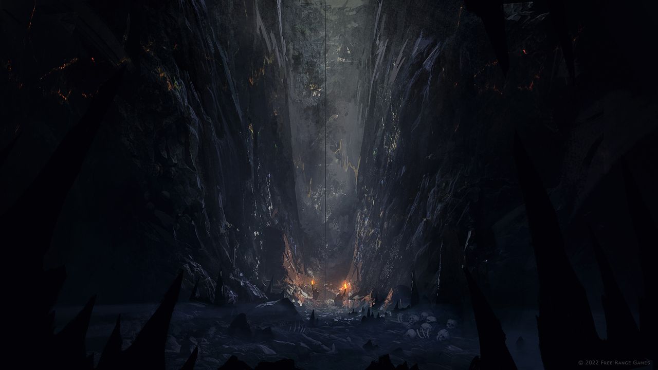 Concept art for Return to Moria showing caverns