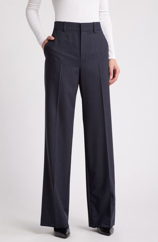 Pinstripe Straight Leg Pants