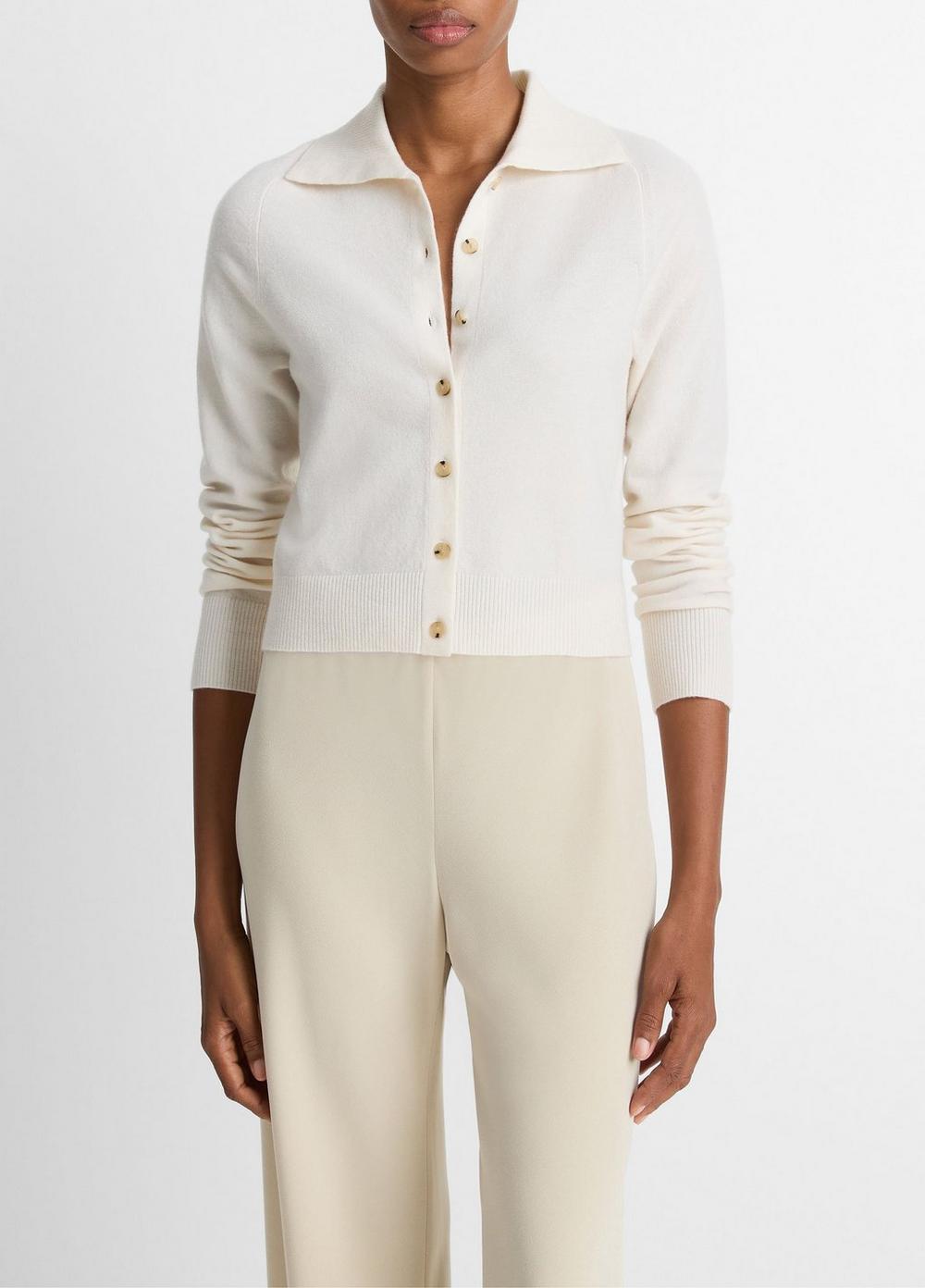 Wool &amp;amp; Cashmere-Blend Polo Cardigan