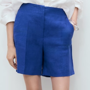 Mango Indigo Mid-Rise Shorts