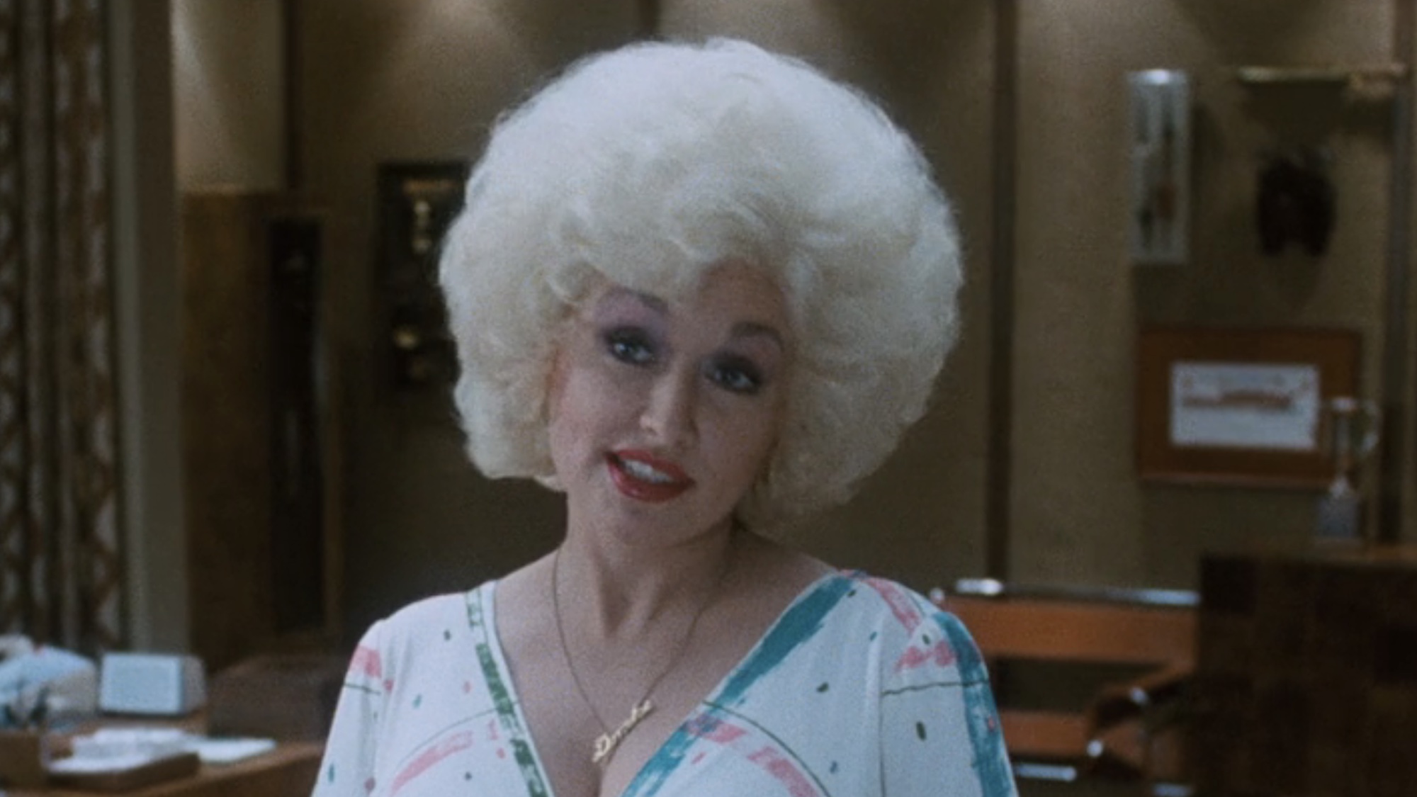 Dolly Parton talking to her boss in 9 to 5.