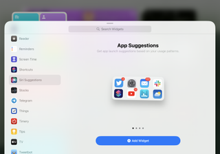 Screenshot showing the App Suggestions widget.