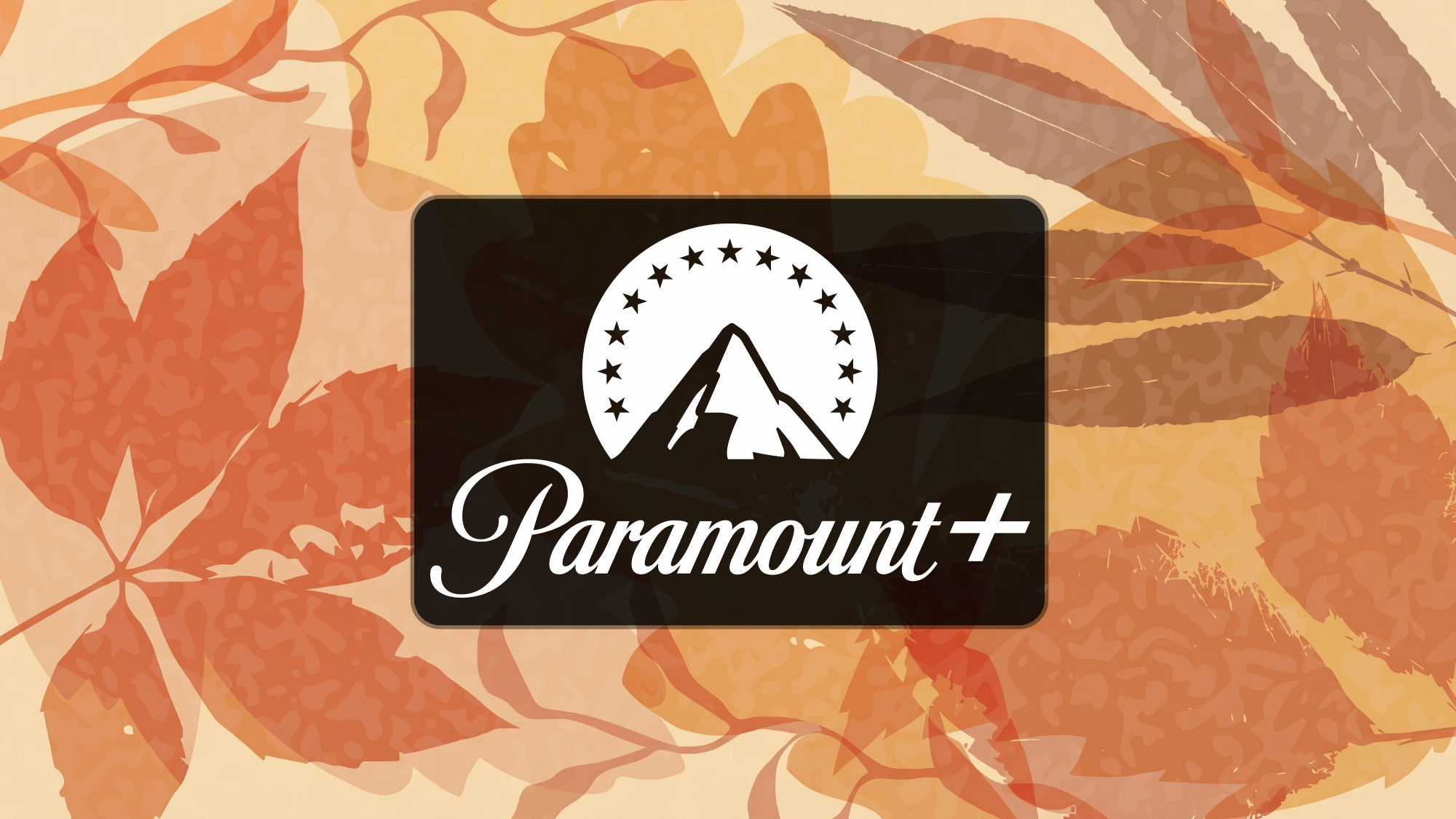 Paramount+ logo on abstract background of autumn leaves