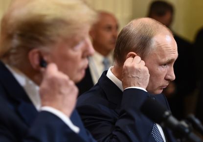 President Trump and Vladimir Putin at a press conference