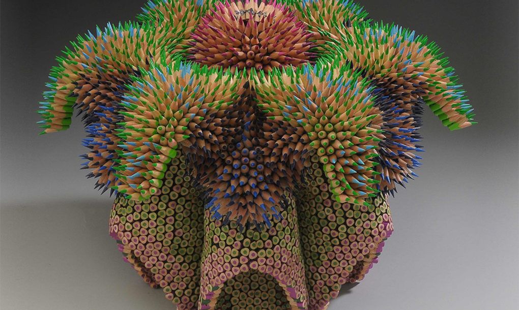 Her first sea urchin sculptures were made out of nails and glass