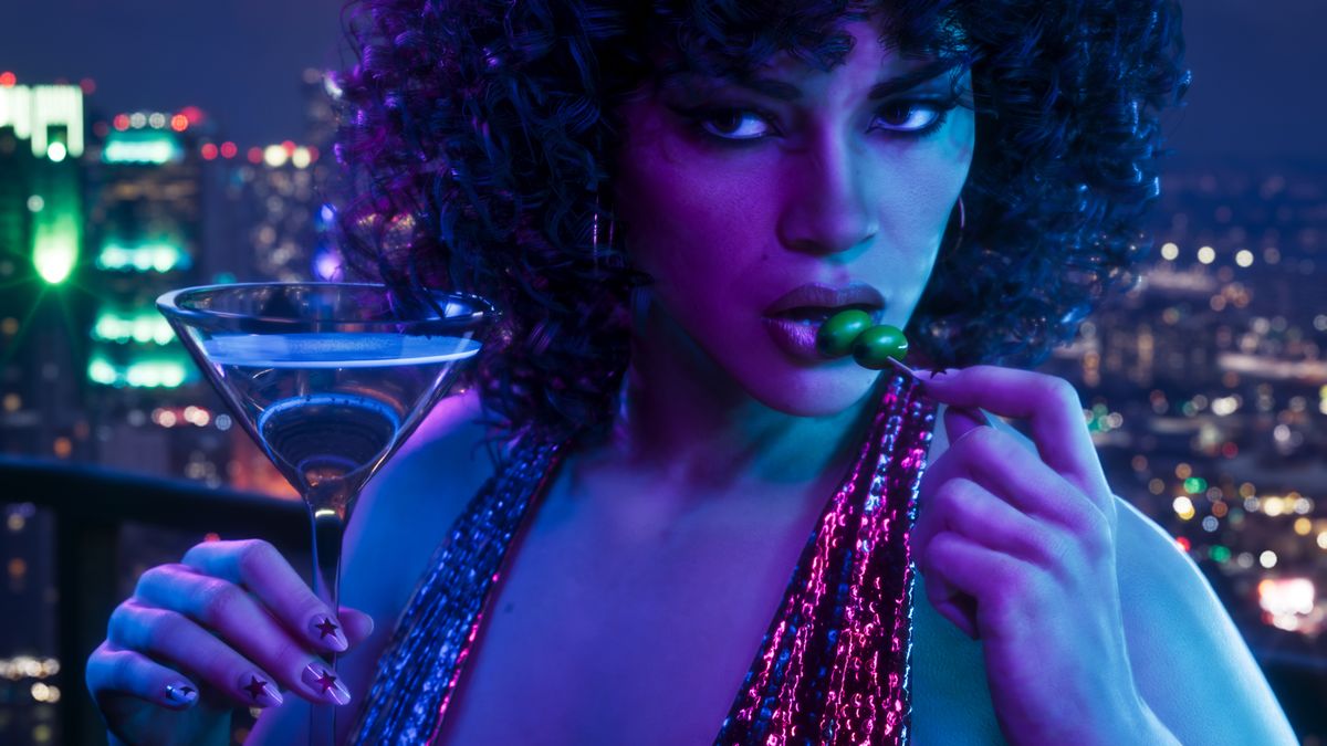 Lucia eats martini olives.