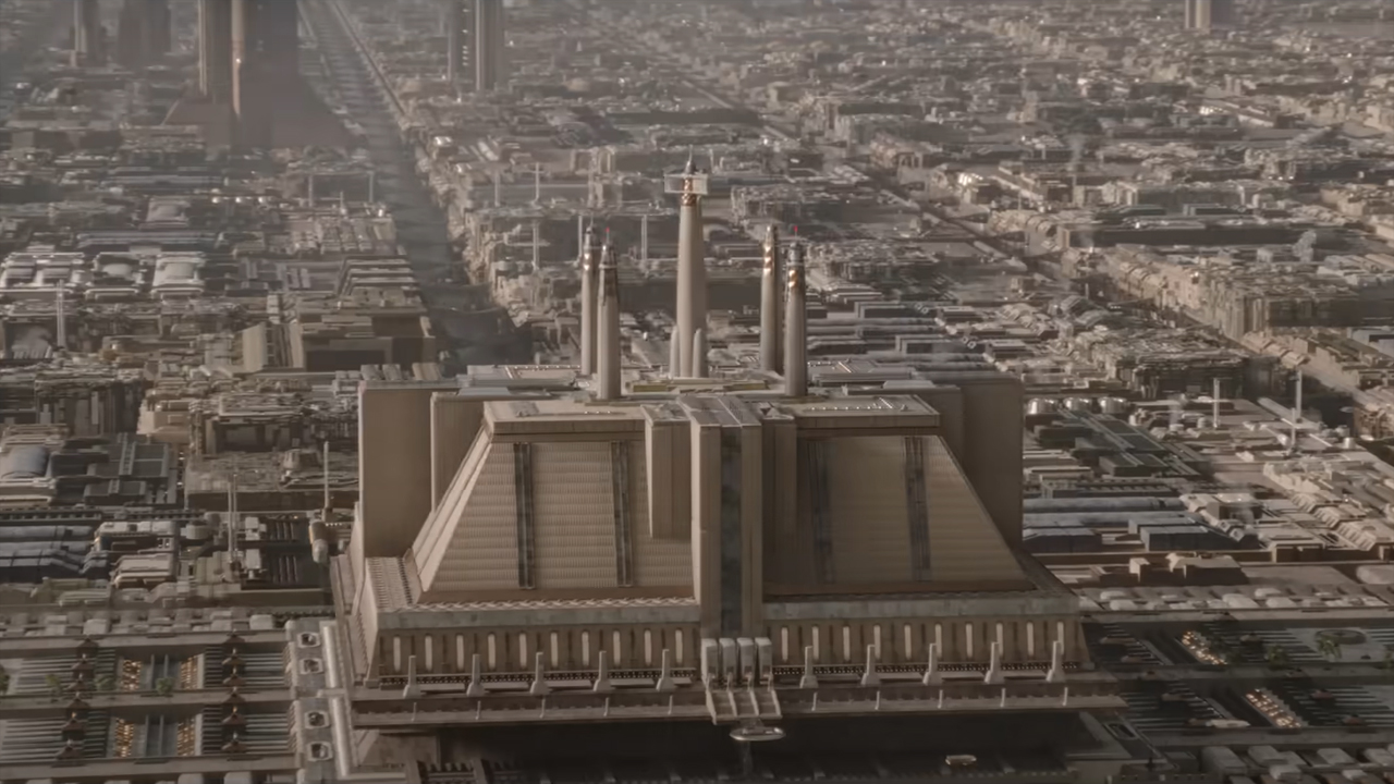 A screenshot of Coruscant's Jedi Temple in Star Wars: The Acolyte on Disney Plus