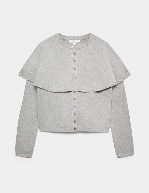 Air-Yarn Crew Neck Cape Cardigan