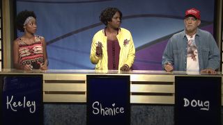 Sasheer Zamata, Leslie Jones, and Tom Hanks on Saturday Night Live