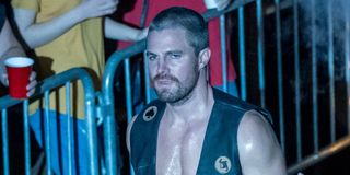 stephen amell's jack spade walking to the ring in heels series premiere