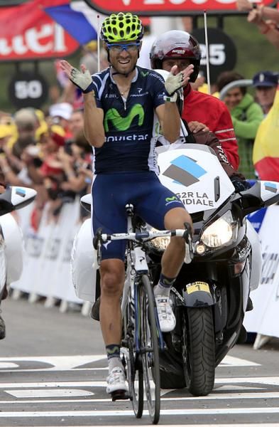 Alejandro Valverde (Movistar) celebrates his stage win