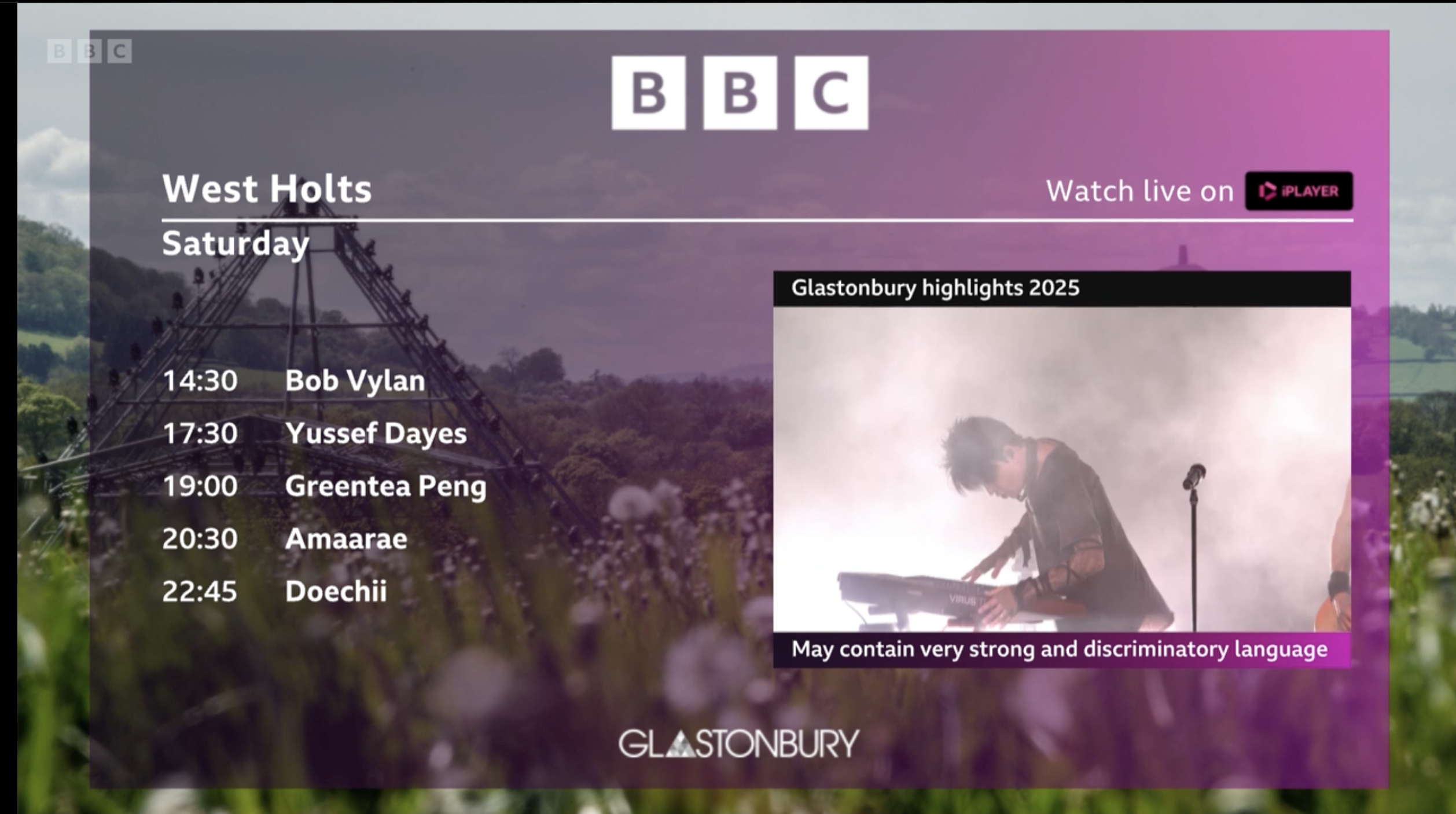 West Holts Stage at Glastonbury Kneecap 2025