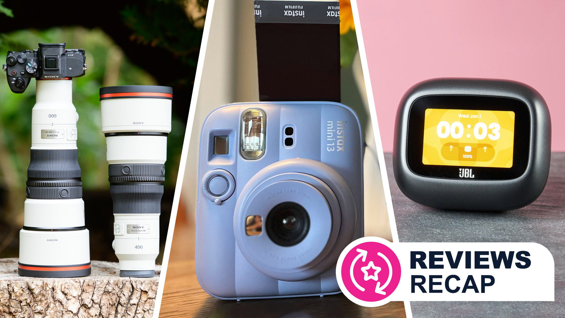 Camera lenses, an instant camera, and an earbuds case
