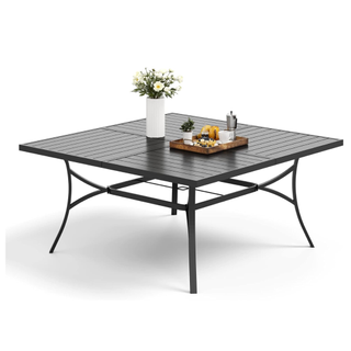 square metal outdoor dining table