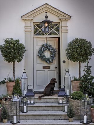 Traditional door lit by lanterns from The White Company