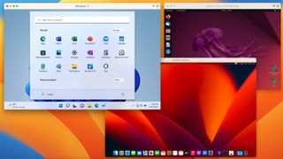 Parallels Desktop 18 for Mac running Windows 11, Ubuntu 22.04, and macOS Ventura