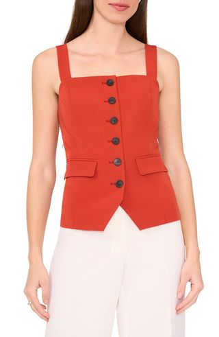 Sleeveless Button-Up Bustier Top