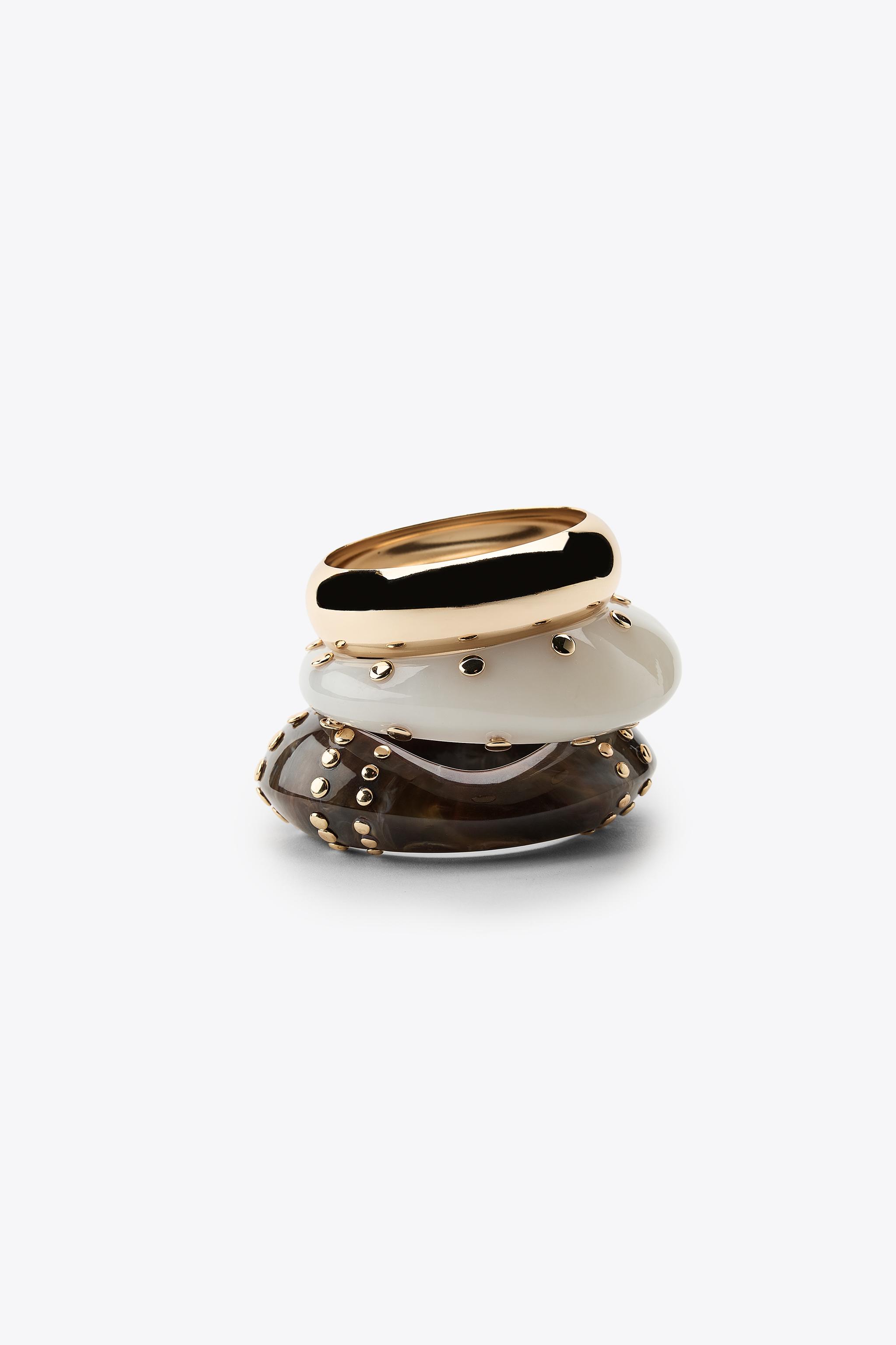 Pack of 3 Rigid Resin Stud Bracelets