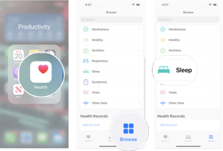 Opening Sleep In Health App in iOS 15: Launch the Health app, tap browse, and then tap sleep.