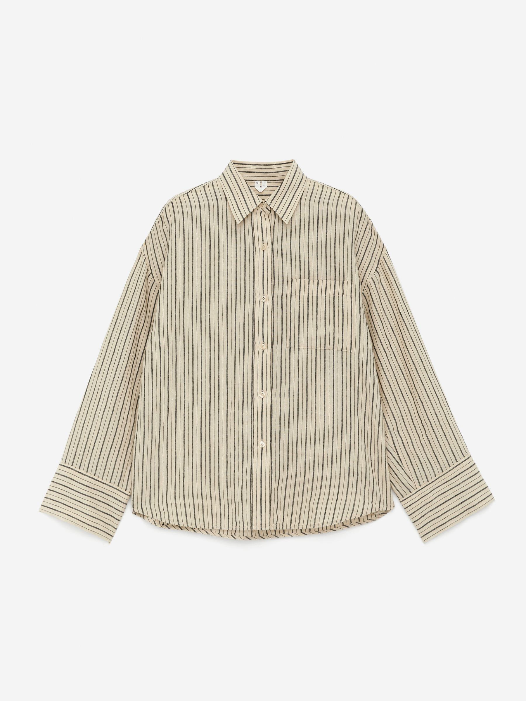 Linen Shirt 
 Beige/black 
 Women 
 Arket Gb