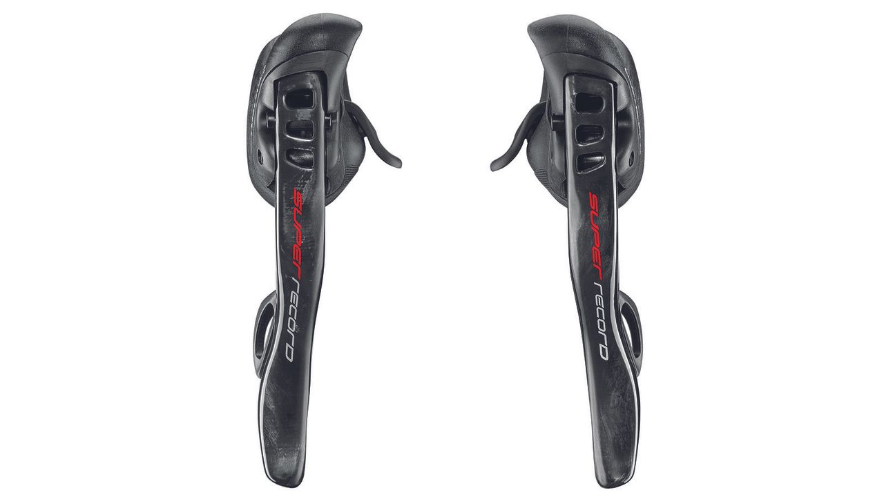 The Campagnolo Super Record EPS 12-speed Ergopower shifters