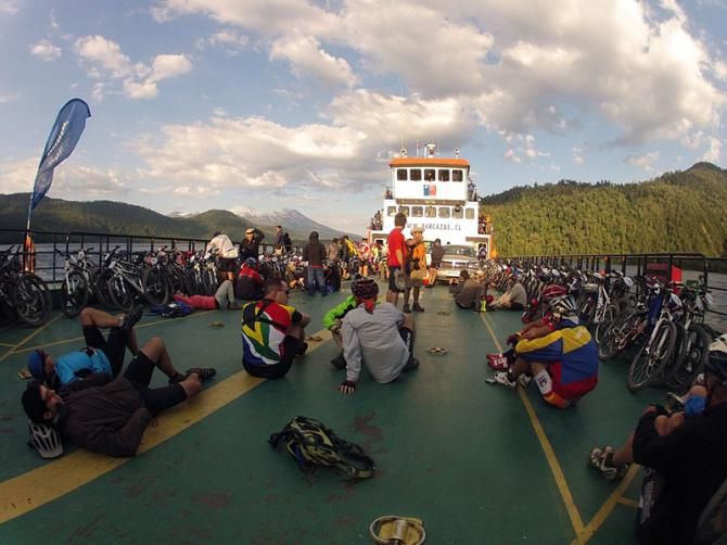 Stunning ferry boat ride across pristine lake to get to start of stage 1