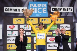 Michael Matthews in yellow after stage 2 at Paris-Nice.
