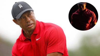 Tiger Woods eyes up a tee shot with his driver