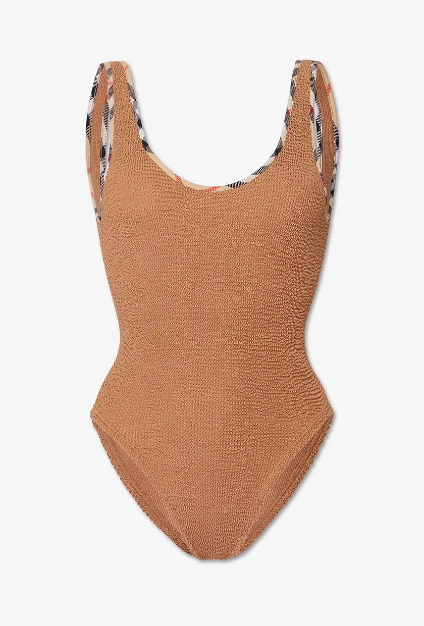 Faye Swimsuit in Metallic Cocoa - Women, Nylon | Burberry&amp;reg; Official