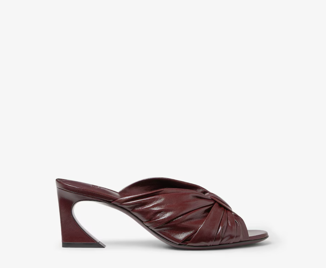 FENDI, Burgundy Nappa Leather High-Heeled Slides