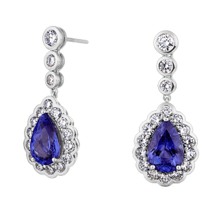 G. Collins and Sons Tanzanite and Diamond Drop Earrings