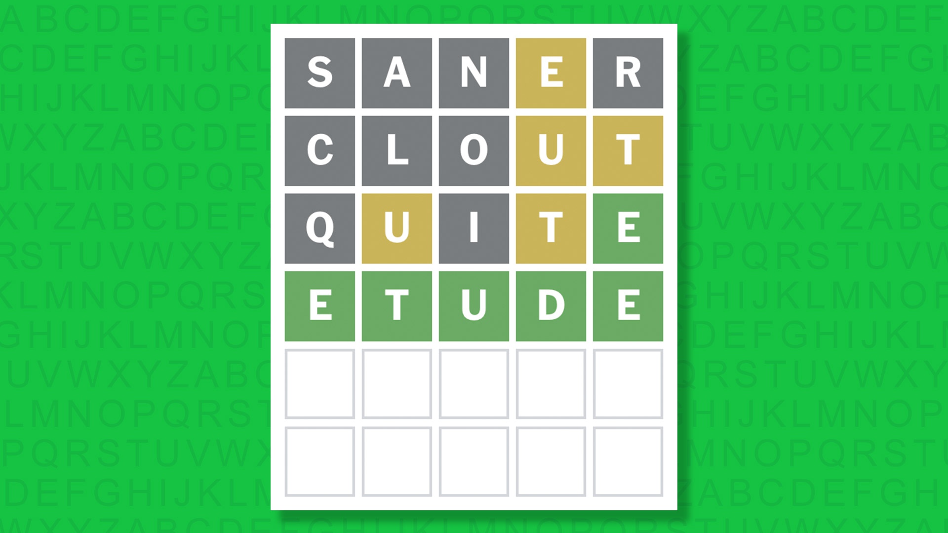 NYT Wordle answer for game 1807 on a green background