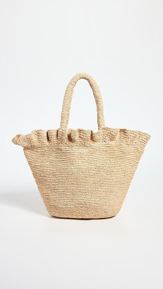 Loeffler Randall Cyrus Raffia Woven Tote With Ruffle
