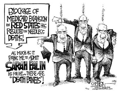 Political cartoon Medicaid expansion death panels