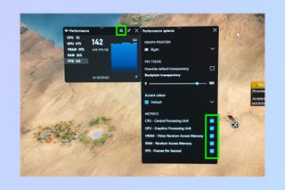 A screenshot showing how to view FPS using the Windows Game Bar