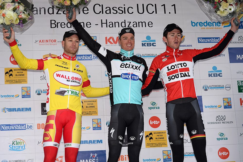 The 2015 Handzame Classic podium: Antoin Demoiti&eacute;, Gianni Meersman and Tiesj Benoot