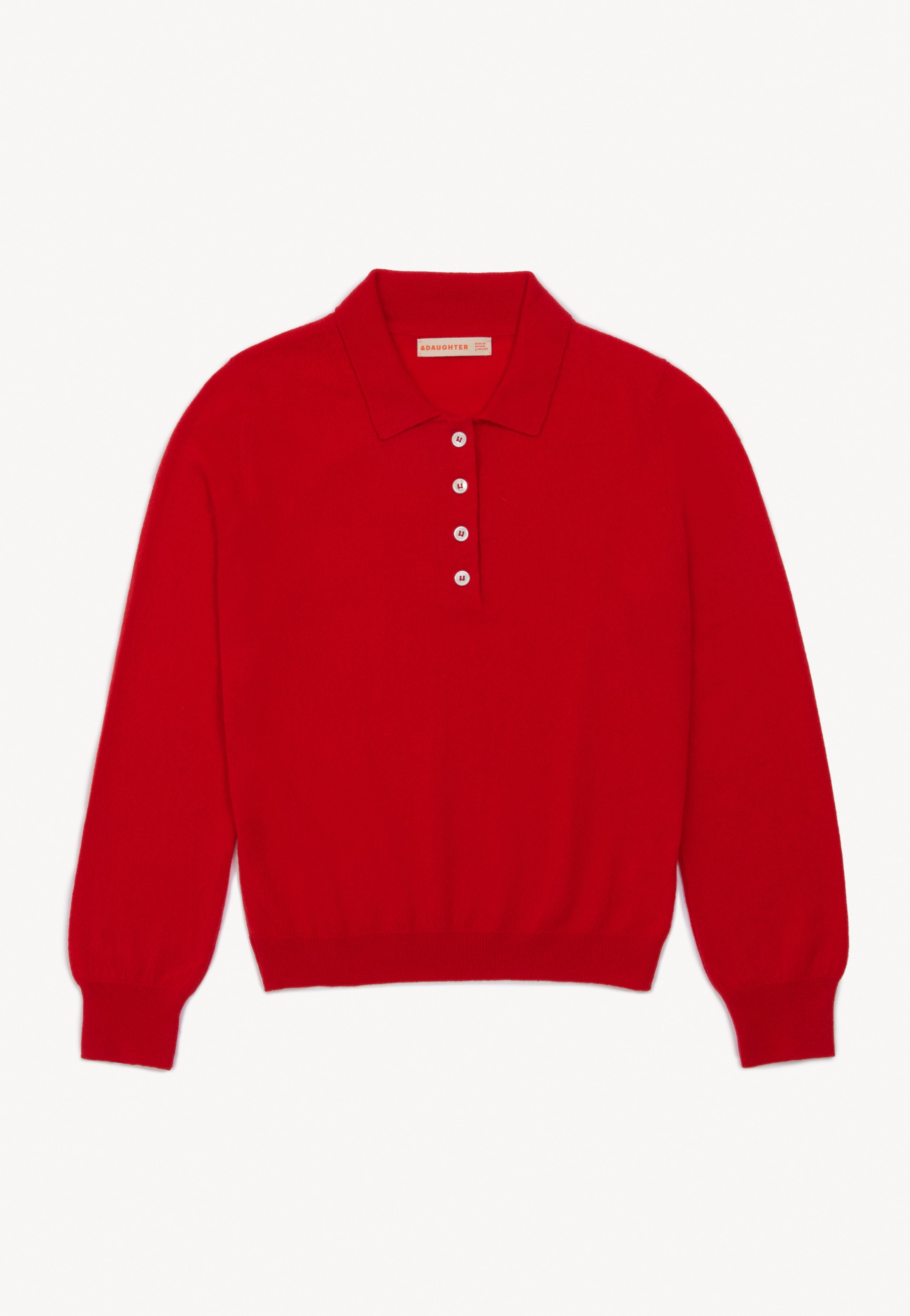 Aoife Cashmere Polo Shirt in Poppy Red