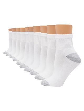 Hanes Womens Value Pack, Crew Soft Moisture-Wicking Socks, Available 10 and 14-Packs Fashion-Liner-Socks, White - 10 Pack, 8-12 Us