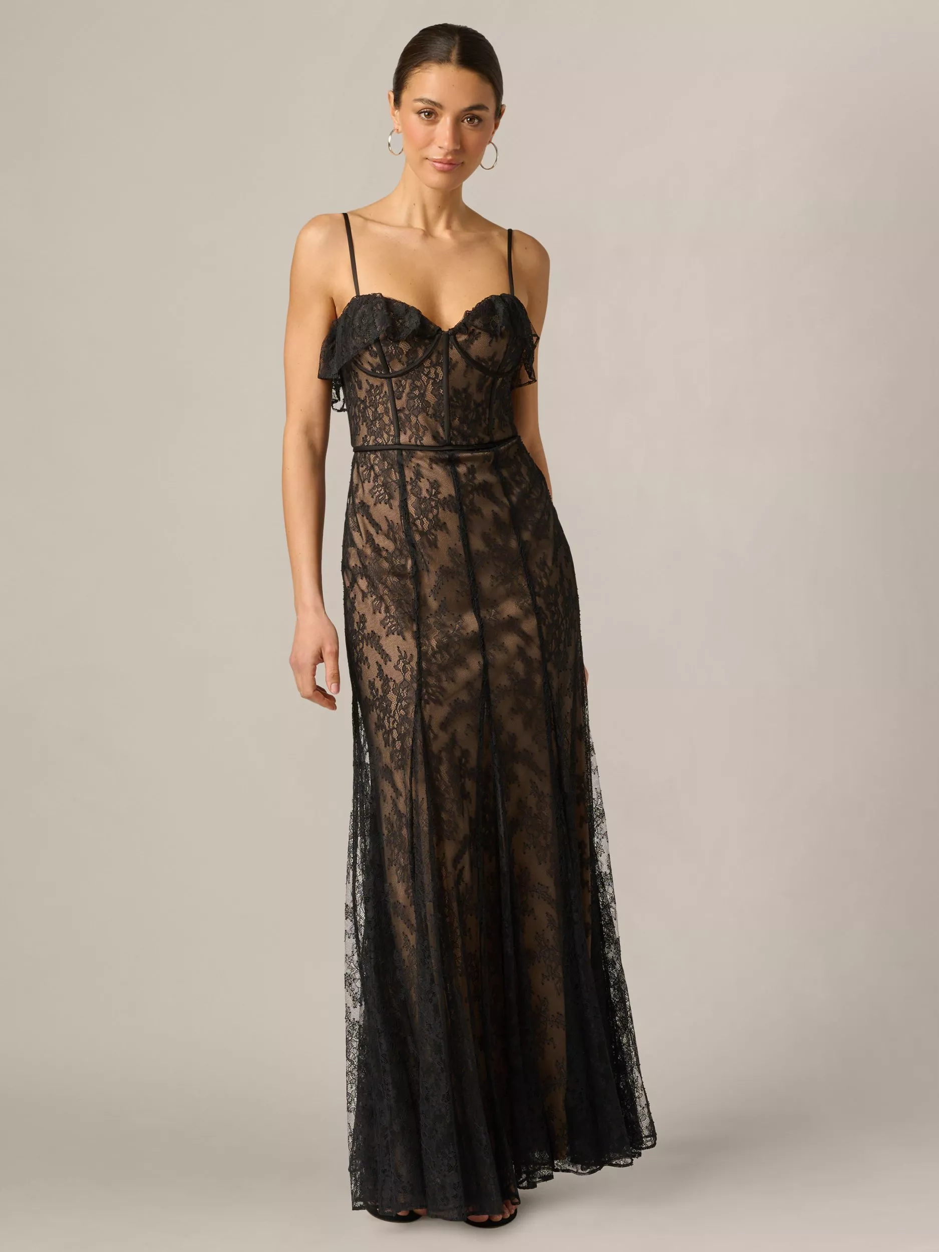 Adrianna by Adrianna Papell Lace Mermaid Maxi Dress, Black