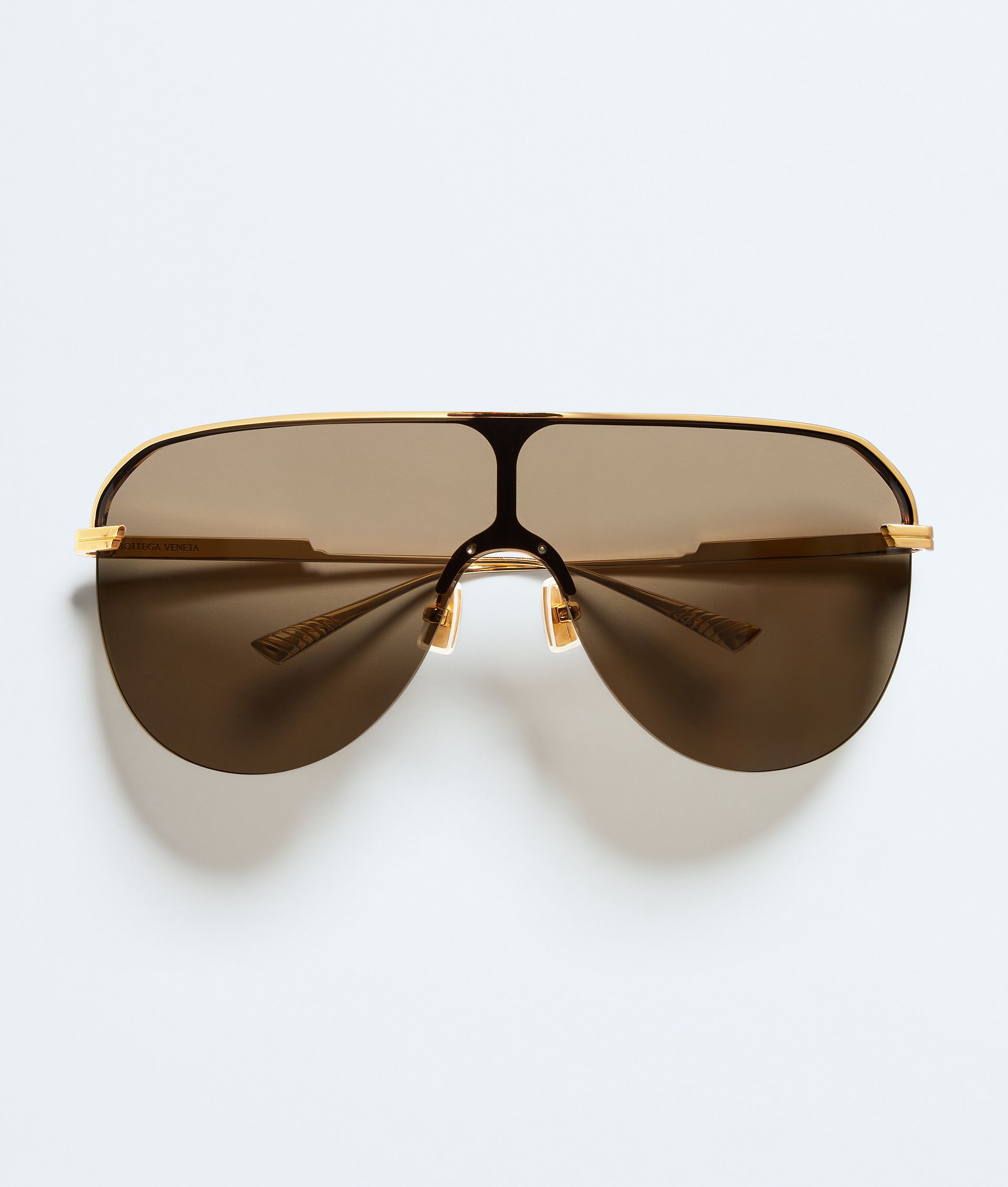 Long Ribbon Shield Sunglasses in Gold/brown