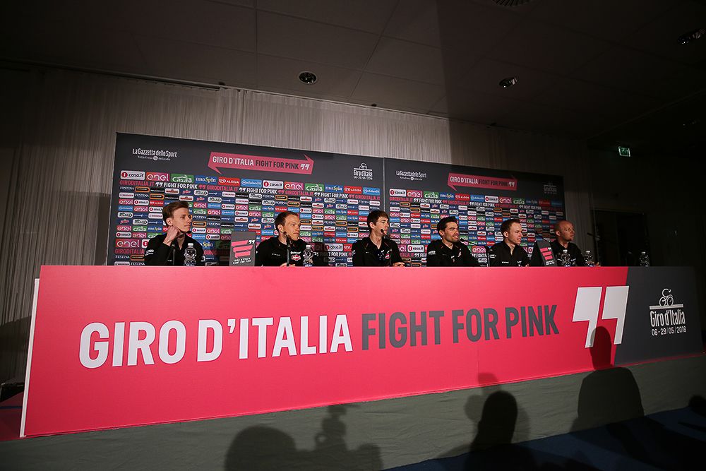 Giant-Alpecin riders at the press conference.