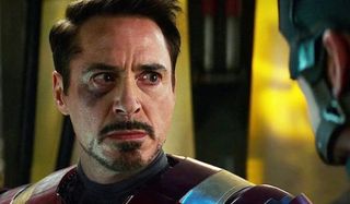 Captain America: Civil War Tony crying in front of Cap