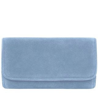 Emmy London Natasha Clutch Bag in Powder Blue Suede