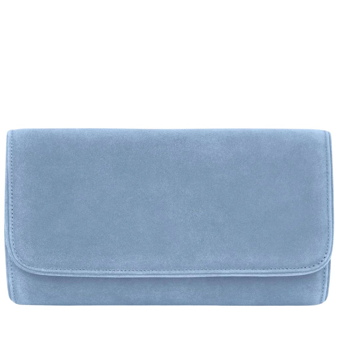 Bolso clutch Natasha de Emmy London en ante azul claro